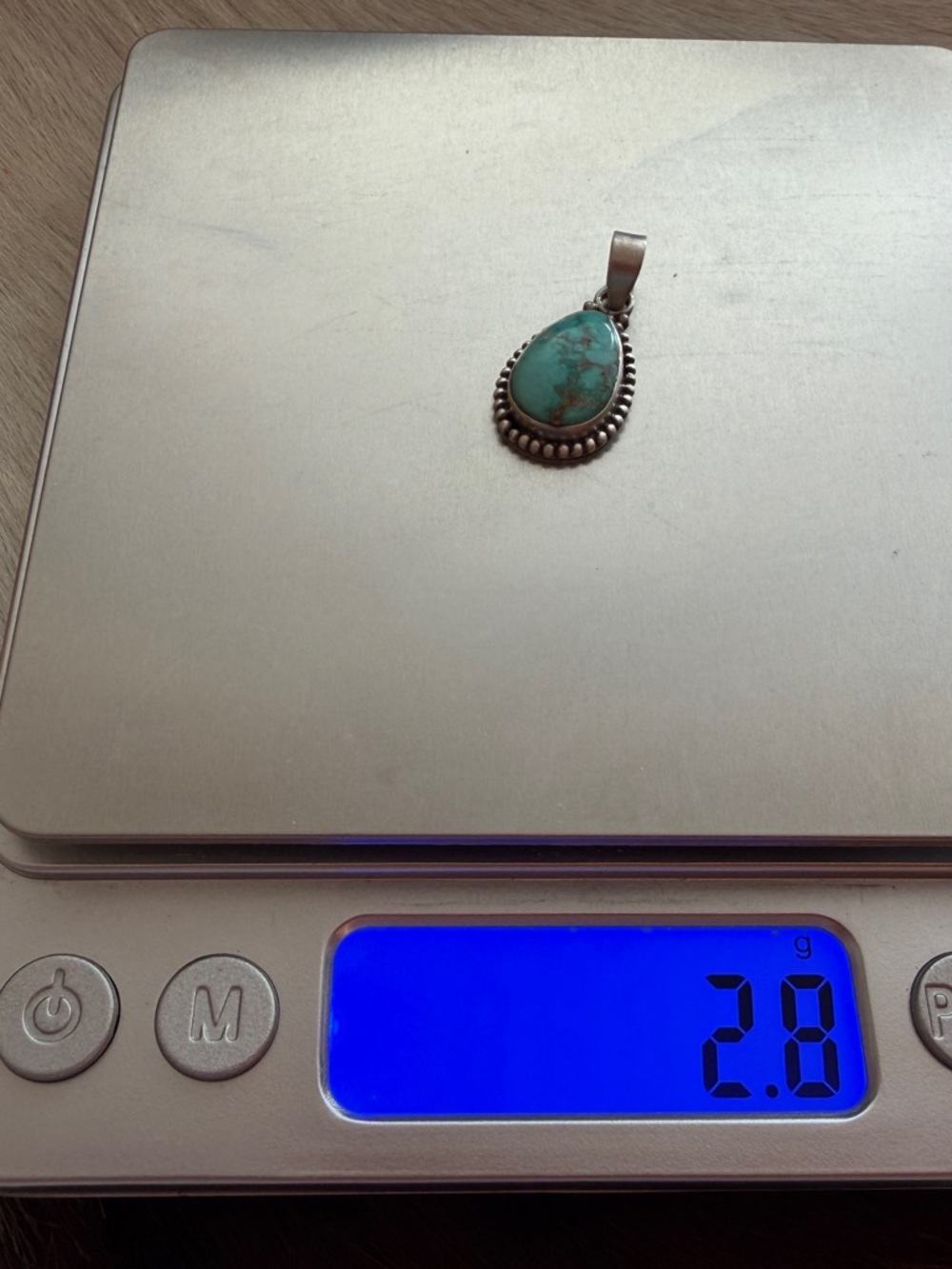 ❤️ Lone Mountain Turquoise Navajo Style Pendant Matte Sterling Silver - Picture 8 of 12